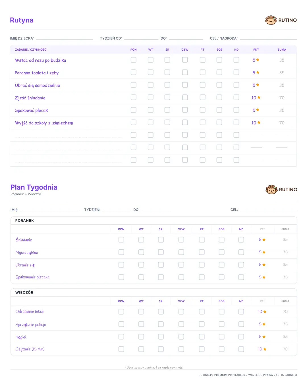 Podgląd pakietu PDF Rutino